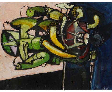 ELVET THOMAS mixed media - entitled verso 'Jet Engine', signed, 37 x 48cms