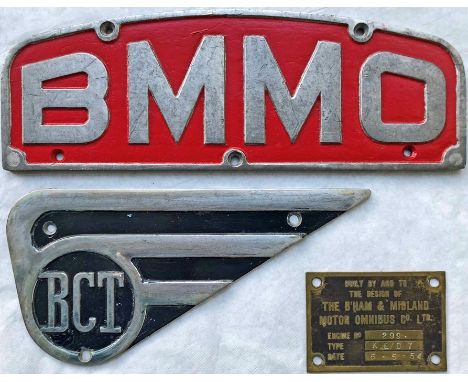 Selection (3) of Midland Red &amp; Birmingham Corporation BUS BADGES comprising a 'BMMO' cast-alloy radiator badge, a 1954 'B