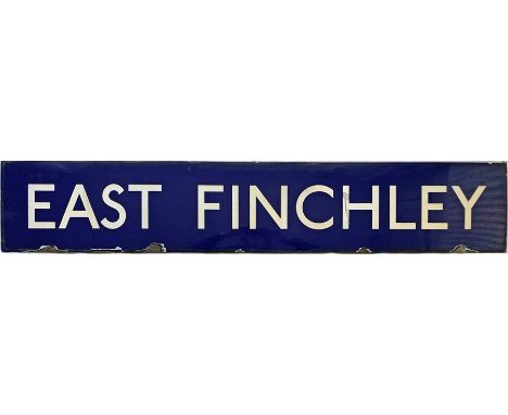 London Underground enamel PLATFORM SIGN from East Finchley station on the Northern Line. This ex-LNER station became part of 