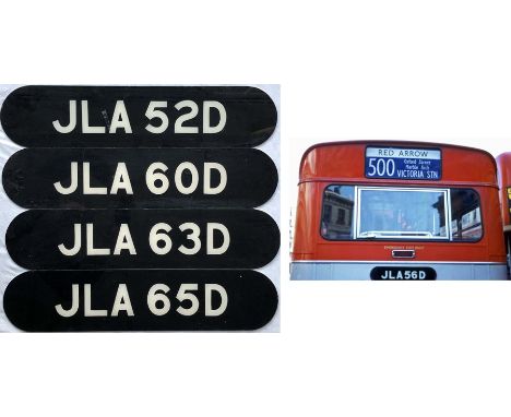 Selection (4) of London Transport rear REGISTRATION PLATES from the 1966 XMS/XMB-class AEC 'Merlins' with Strachans bodies de