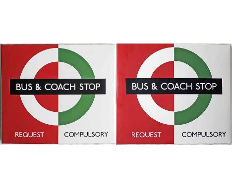London Transport enamel BUS &amp; COACH STOP FLAG (Bus Request, Coach Compulsory). By far the least common flag, there were o