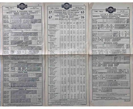 Trio of 1923/24 Underground Group Tramways tram stop PANEL TIMETABLES comprising London United services 7 (1923) and 57/63/67