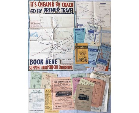 Quantity (45) of 1930s-60s TIMETABLE LEAFLETS &amp; PAMPHLETS from East Anglian independent bus &amp; coach operators. Names 