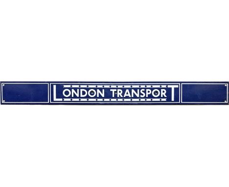 London Transport bus timetable noticeboard enamel HEADER PLATE manufactured in 1930s style with the lettering under/overlined
