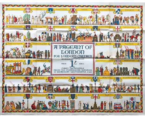 1926 London Underground quad royal POSTER 'A Pageant of London - for London's Children' by Elijah Albert Cox (1876-1955) who 