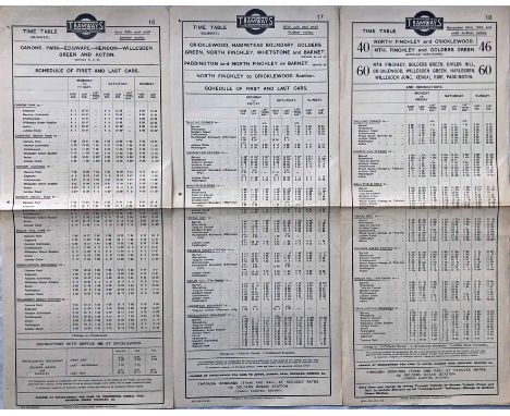 Trio of 1923/4 Metropolitan Electric Tramways (Underground Group) tram stop PANEL TIMETABLES comprising services 54/66, 40/42