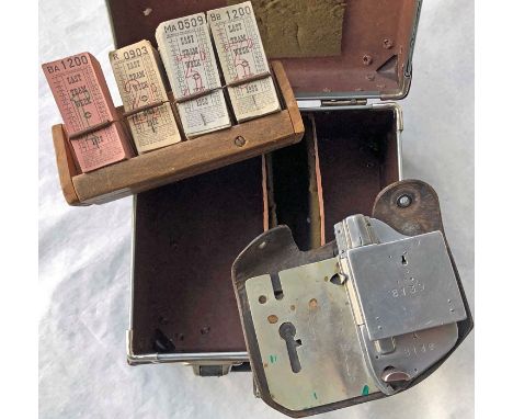 London Transport Tramways 'A'-type TICKET PUNCH with double backplate with extra position for a canceller plus original leath