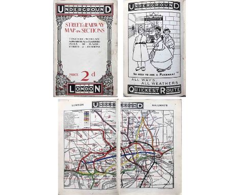 c1909 London Underground STREET &amp; RAILWAY MAP. A 54-page booklet featuring prominent use of the then recently-introduced 