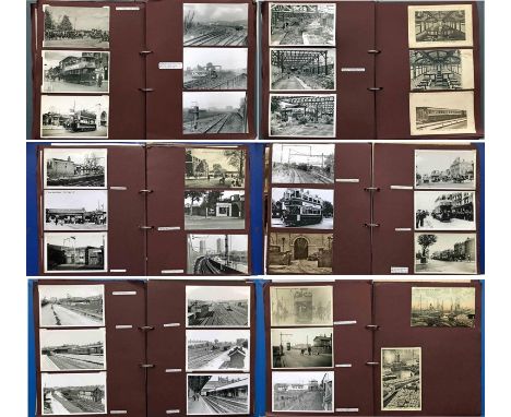 3 large albums of loose-mounted PHOTOGRAPHS/POSTCARDS compiled by the late Alan A Jackson, historian &amp; transport author, 