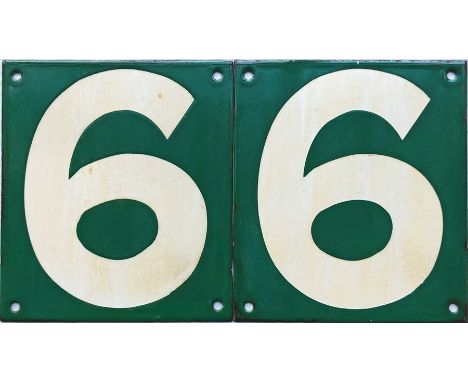 Pair of British Railways (Southern Region) enamel CAR STOP SIGNS, both are no 6. In good, ex-use condition, lightly weathered