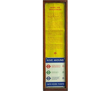 London Transport bus stop TIMETABLE PANEL, the complete unit - wood &amp; metal, glazed. This the large type (37" or 94cm hig