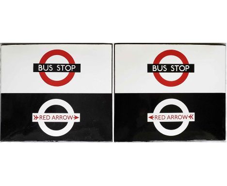 London Transport enamel BUS &amp; RED ARROW STOP FLAG. These were used from the late 1960s until the early 1970s after which 