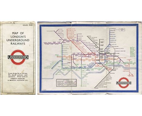 1933 first edition of the H.C. Beck London Underground diagrammatic card POCKET MAP with the famous cover slogan "A new desig