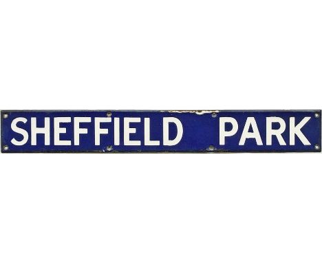 Southern Railway indicator board ENAMEL PLATE 'Sheffield Park' probably from the departures board at Victoria. Sheffield Park
