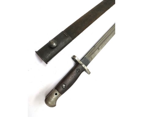 A British 1907 Pattern bayonet by Wilkinson with various stampings, with steel mounted scabbard