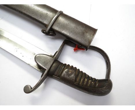 A British 1796 pattern Light Cavalry Trooper's sword, the steel stirrup hilt with rounded langets and ribbed wood grip (no wi