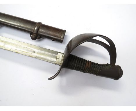 An Italian model 1860 heavy Cavalry Trooper's sword, the slightly curved single fuller blade stamped R.C. and with S&amp;K ma