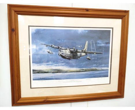 A limited edition print after Micheal Rondot "The Last Sunderland", 21/100, framed and glazed 
