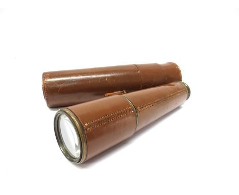 A British military three draw telescope Mk.II S/N 12492, with leather outer case 