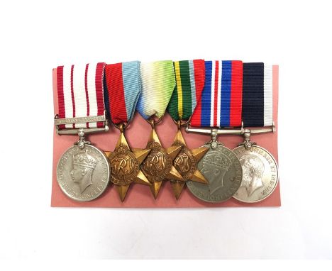 A Naval medal group of six consisting of George VI Naval General Service Medal with Palestine 1936-1939 clasp named to K.5913