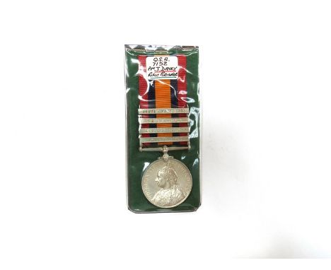 A Queen's South Africa Medal (QSA) with South Africa 1902, Transvaal, Orange Free State and Cape Colony clasps named to 7192 