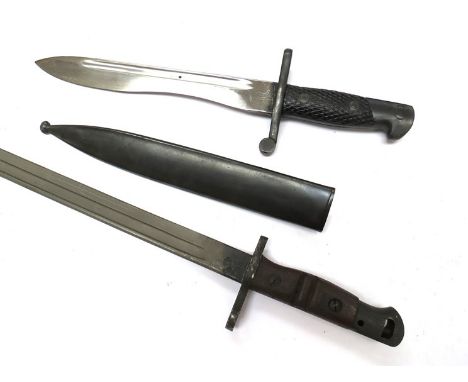 A Spanish Bolo bayonet with scabbard together with a US 1917 Pattern Remington bayonet, no scabbard (2)