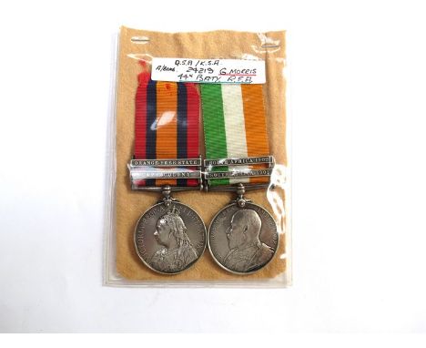 A Queen's South Africa (QSA) and King's South Africa (KSA) pair of medals: the QSA with Orange Free State and Cape Colony cla