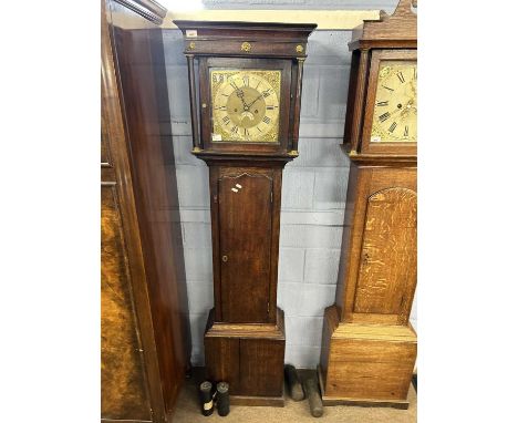 J.Kendall, Walsall - 18th Century long case clock with square brass and silvered dial to an eight day movement set in an oak 