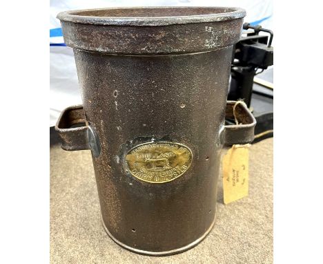 A vintage cheese mould with makers plaque and handles to the sides
