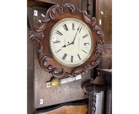 Edward Eustance, Clifton, Victorian mahogany cased wall clock with single fusee movement and an enamel dial with Roman numera