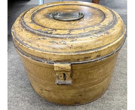 A vintage painted hat box