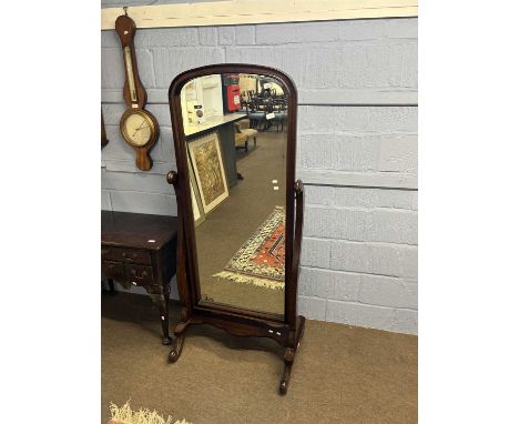 Reproduction Victorian style mahogany framed cheval mirror, 157cm high