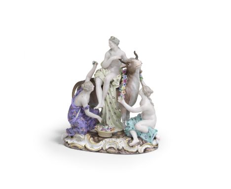 A Meissen group of Europa and the Bull, late 19th centuryOriginally modelled by J.J. Kaendler and re-worked by E.A. Leuteritz