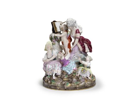 A Meissen Group of 'School for Love', second half 19th centuryAfter the model by M.V. Acier and J.C. Schönheit of 1777, depic