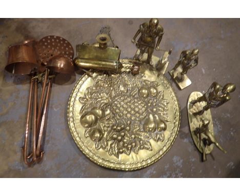 Quantity of mixed brass including Masonic door knocker. Not available for in-house P&amp;P 