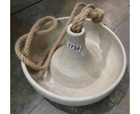 Ceramic hanging planter, rope L: 90 cm, D: 30 cm. Not available for in-house P&amp;P 
