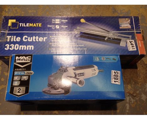 MacAllister 115mm angle grinder, boxed, and a Tile Mate 330mm tile cutter. Not available for in-house P&amp;P 