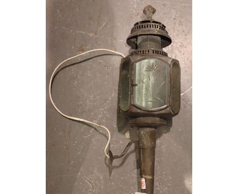 Outdoor lantern with etched glass panes. Not available for in-house P&amp;P 