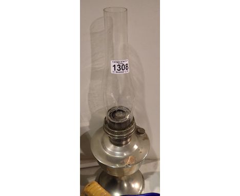 Silver plated oil lamp, H: 60 cm. Not available for in-house P&amp;P 