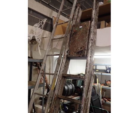 Tall aluminium step ladders and a single ladder. Not available for in-house P&amp;P 