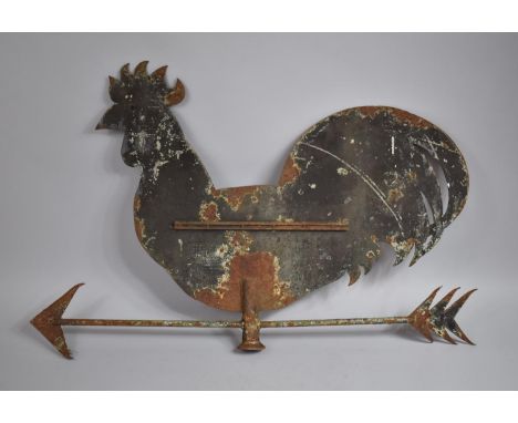 A Large Late 19th/Early 20th Century Weathered Sheet Metal Weather Vane, Some Traces of Original Polychrome Enamel, 90cms Wid