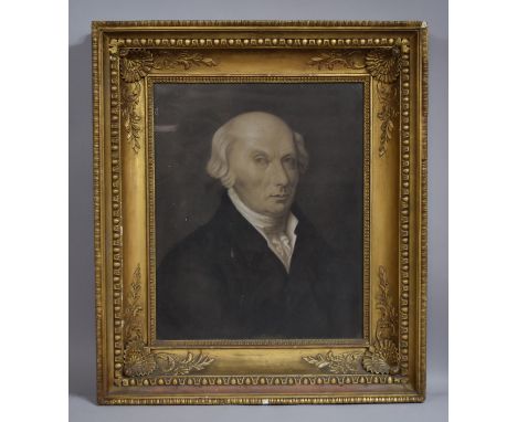 A Gilt Mounted and Framed Print of 19th Century Gent, The Carved Wooden Frame having Moulded Shell and Scrollled Floral Desig
