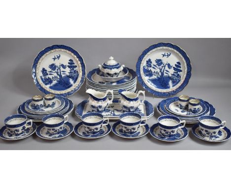 A Royal Doulton Real Old Willow Part Tea and Dinner Service to Comprise Plates, Cups, Egg Cups, Lidded Sugar, Jugs, Saucers E