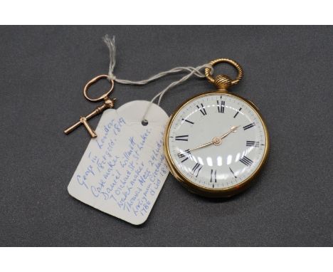 A George IV 18ct gold open faced pocket watch, by Thomas Moss, 24 Ludgate St, London, No. 6101, the 45mm case hallmarked Lond