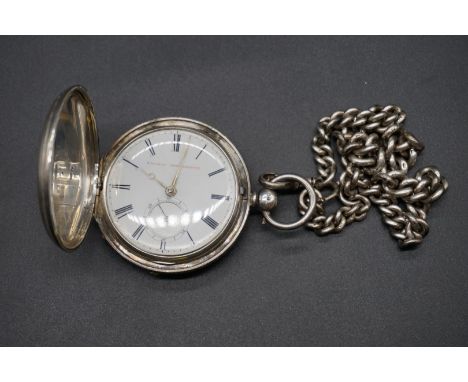 A Victorian engine turned silver 'Railway Time-Keeper' hunter pocket watch,&nbsp;55mm, the movement signed Johnson, Liverpool