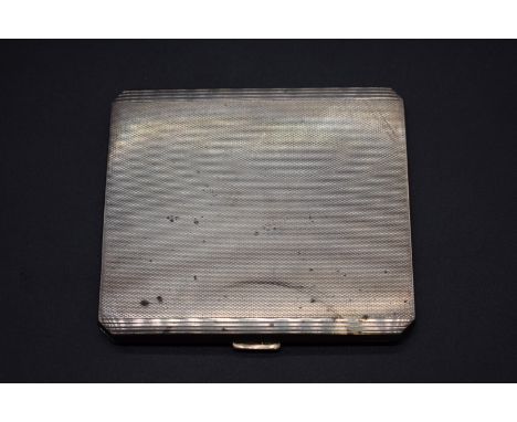 An engine turned silver cigarette case, Birmingham 1952, 9.5 x 8.5cm, 143g. 