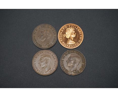Coins:&nbsp;three scarce George VI bronze pennies, comprising: 1950 and two 1951; together with a Elizabeth II 1970 bronze pe