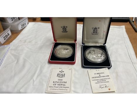  Sale Item:    2 SILVER PROOF COINS £25 &amp; 2500 RUPEES  Vat Status:   No Vat   Buyers Premium:  This lot is subject to a B