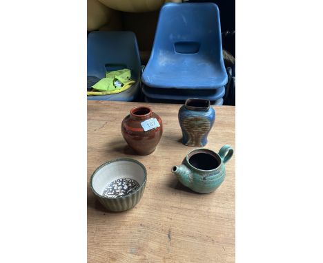  Sale Item:    4 PCS STUDIO POTTERY FINDHORN &amp; PORTSOY  Vat Status:   No Vat   Buyers Premium:  This lot is subject to a 