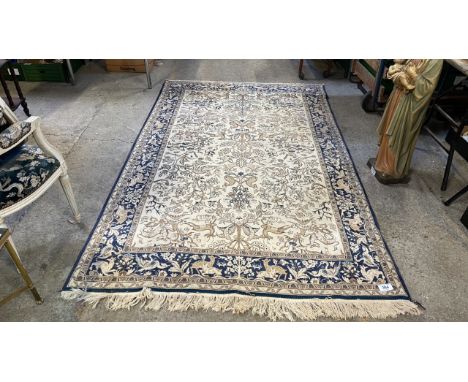  Sale Item:    BLUE RUG APPROX 100" x 62" (AF)   Vat Status:   No Vat   Buyers Premium:  This lot is subject to a Buyers Prem